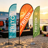 Drapeau publicitaire personnalisé imprimé numériquement pour événements extérieurs, bannière publicitaire en forme de goutte d'eau, drapeau de plage en forme de plume