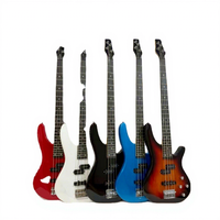 Guitare basse électrique 4 cordes, corps solide multicolore, basse pour débutants, pratique et performance, avec sac de transport