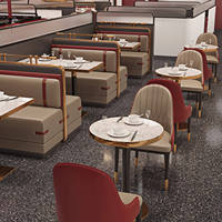 Meubles de restaurant modernes très demandés : Banquette demi-cercle avec table et chaises rondes pour projets