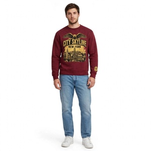 Sweat-shirt à col rond rouge pour homme, imprimé, design personnalisé, coupe slim, tricoté, décontracté, pour homme. - Product Image 2