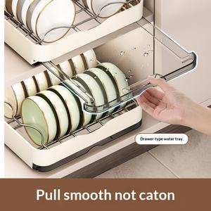 Étagère de rangement rétractable pour évier de <span class=keywords><strong>cuisine</strong></span>, égouttoir à vaisselle, panier coulissant en acier inoxydable pour évier, plateau de rangement pour bols et assiettes - Product Image 2