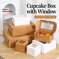 Boîte d'emballage pour cupcakes avec fenêtre transparente, boîte à muffins en kraft, boîte à desserts pour boulangerie, à emporter, personnalisable, de qualité alimentaire, vente en gros