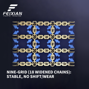 Nouvelles chaînes de traction d'urgence universelles en acier au manganèse à 9 grilles pour voitures, SUV, routes enneigées et boueuses, largeur 165-285 mm, vitesse maximale 40 km/h - Product Image 4