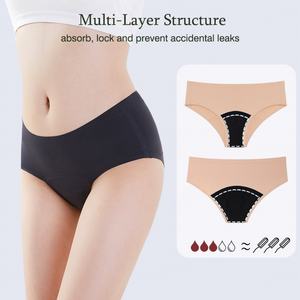 Culotte menstruelle pour femmes, en tricot solide, pour tous les jours, 4 couches, lavable, durable, 100% étanche - Product Image 3