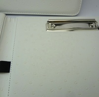 Carpeta Portafolio Personalizada A4 de Cuero PU con Textura de Avestruz Blanca, con Portapapeles Metálico, Organizador de Documentos de Negocios