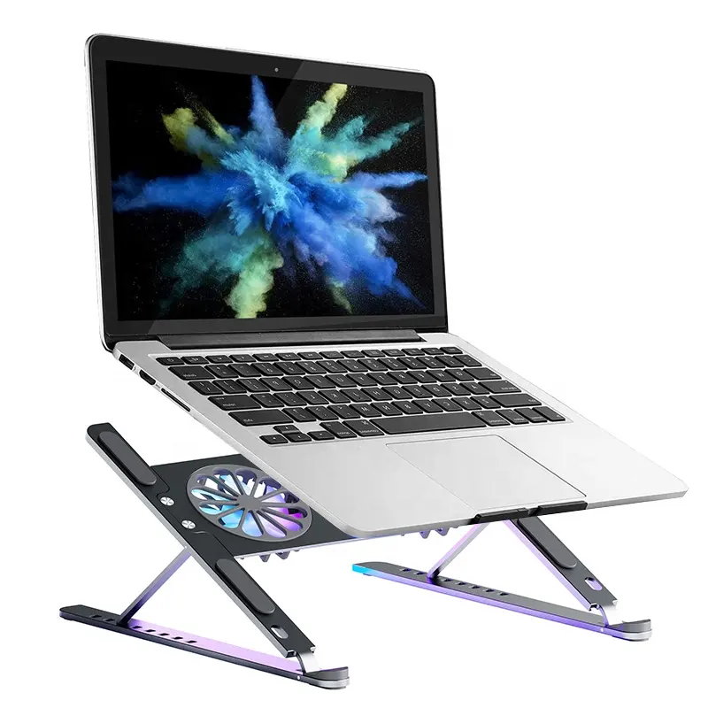 Yicosun 휴대용 접이식 조정 가능한 노트북 쿨러 노트북 CPU 스탠드 2 팬 USB 냉각