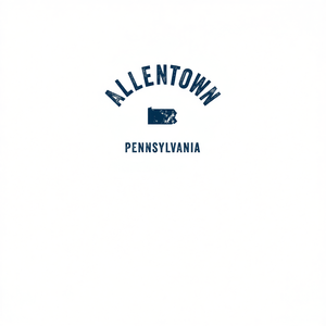 T-shirt a maniche lunghe con stampa blu navy di Allentown Pennsylvania, stile sportivo vintage anni '70 - Product Image 2