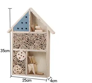 Bee House Wooden Bee Bug Hotel Multi-Purpose Beekeeping Box Insect Habitat