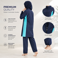 Ensemble uniforme de travail modeste à col montant et blocs de couleur, haut long à manches ajustables et pantalon jogger, pour personnel de spa et tenue de bain, personnalisable