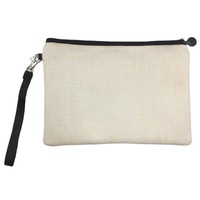 Étui à crayons en lin vierge OEM, fermeture éclair, pochette personnalisable avec logo, papeterie pour étudiants, rangement de maquillage, vente en gros