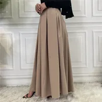 Jupe longue musulmane 2023 pour femmes Robe islamique Dames Mode Casual Jupes longues Moyen-Orient Élégant Plissé Couleur solide