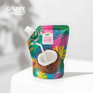 ถุง1.5L ใสแบบตั้งได้สำหรับน้ำมะพร้าว & สำหรับน้ำแอปเปิ้ลน้ำผลไม้เกรดอาหาร PET ถุงพลาสติกปิดผนึกด้วยความร้อนถุงอมยิ้ม