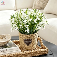 Bunga Snowdrop Buatan Sentuhan Realistis Laris Manis, Buket Galanthus Karet Lembut untuk Dekorasi Rumah Musim Semi dan Paskah