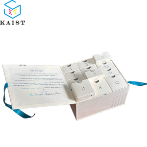 Custom Beige Calendar Book Style <strong>Box</strong> with 12 Drawers - Christmas Advent &amp; <strong>Subscription</strong> <strong>Cosmetic</strong> Packaging, Fully Customizable - Product Image 4