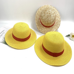 ÉCHANTILLON GRATUIT Protecteur solaire Habillage Ruban rouge Imprimé Sombrero Para Mujer Outdoor Sun Luffy Cosplay Chapeau de canotier en paille - Product Image 4