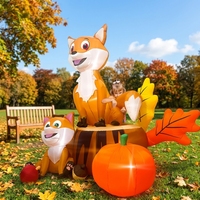 Ensemble Gonflable Renard d'Automne, Arbre, Bouleau et Citrouille avec Décorations Feuilles d'Automne et Pommes, LED Intégrées pour Ambiance de Récolte et de Thanksgiving dans la Cour