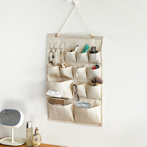 Sac de rangement mural en tissu de coton, organisateur suspendu rectangulaire sans perforation pour dortoir, chambre à coucher, pochette pour téléphone portable - Product Image 2