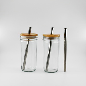Tasse <span class=keywords><strong>de</strong></span> boisson en verre épaissi tasse <span class=keywords><strong>de</strong></span> boisson d'eau avec le matériel durable avec des couvercles et la paille - Product Image 5