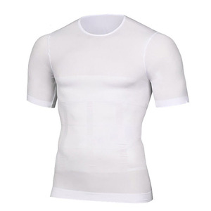 Anti sudor transpirable deportivo entrenamiento Fitness Muscular sin costuras Control de barriga forma elástica cuerpo chaleco Camiseta blanco negro para hombres - Product Image 5