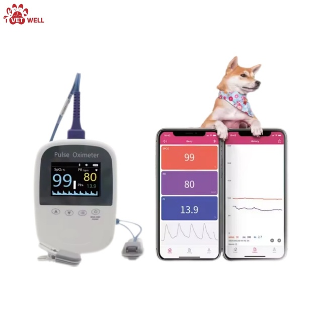 Handheld Veterinary Pulse Oximeter Portable SpO2 Heart Rate Monitor for Dogs Cats and Small Animals