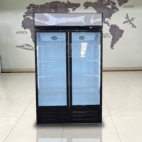Réfrigérateur vertical pour boissons de magasin de proximité, à porte simple, avec thermostat numérique et roulettes