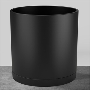 Maceta cilíndrica minimalista de plástico grueso con bandeja de agua para plantas de interior - Product Image 2