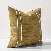 Personnalisation en gros de taie d'oreiller en chenille jaune jacquard haut de gamme-décor de salon de canapé, 50 ensembles de quantité minimale de commande, échantillon gratuit