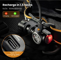 Lampe frontale Sofirn HS10 1100lm 90CRI Mini 16340, lampe torche LED rechargeable par USB C avec queue magnétique, lampe frontale portable
