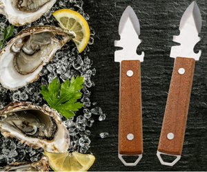 Outils de fouille multifonctions en acier inoxydable avec manche en bois Outils d'ouverture de coquilles de pétoncles Outils d'ouverture de huîtres Couteau à huîtres - Product Image 2