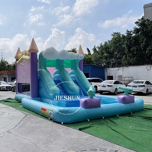 Ngoài Trời Mùa Hè Waves Theme <span class=keywords><strong>Inflatable</strong></span> Bouncer Combo Pastel Màu Bouncy Castle Với Hồ Bơi Và Trượt Nước Cho Thuê - Product Image 3