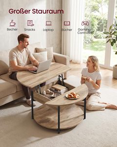 Table console ronde en bois moderne SENYU avec étagère de rangement et plateau réglable pour le mobilier de salon - Product Image 5