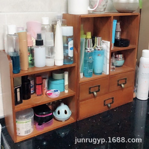 Wooden <b>Desktop</b> Organizer 3 Tier Cosmetic Storage Rack For Makeup Perfume Display <b>Shelf</b> - Product Image 4