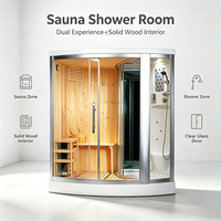 Cabina de Baño de Vapor para Spa Interior de Diseño Moderno, Sauna Húmeda de Madera Maciza de Hemlock con Función de Infrarrojos Lejanos para Gimnasio o Dormitorio