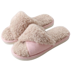 Popular Famous Custom Ladies Sandal Cross Fur <strong>Slipper</strong> Mongolian <strong>Felt</strong> Fur <strong>Slipper</strong> Sandals Indoor Anti-slip Soft Warm Shoes - Product Image 1