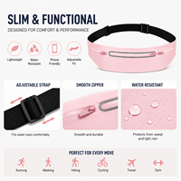 Ceinture de course mince pour téléphone, sac banane sport léger et réglable avec fermeture éclair réfléchissante pour hommes et femmes