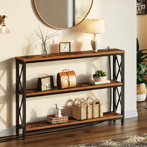 Computer Desk Sofa <strong>Table</strong> <strong>with</strong> Charging Station, 3 Tier <strong>Narrow</strong> <strong>Console</strong> <strong>Table</strong> <strong>with</strong> <strong>Storage</strong> Shelf and Power Outlet - Product Image 6