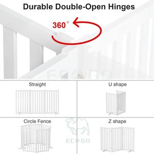 Barrière pour animaux de compagnie autoportante extra haute de 36 pouces, moderne et écologique, en bois massif, pliable, avec pieds de support - Product Image 4