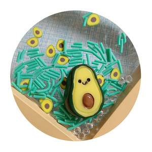 Populaire 1 sac dessin animé sourire visage avocat Flatback résine breloques Mini argile arrose ornement Slime faisant <span class=keywords><strong>ongles</strong></span> bricolage artisanat déco - Product Image 6