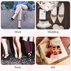 クラシックファッション取り外し可能亜鉛弓靴クリップスパークリングラインストーン靴装飾チャームレディース靴バックル - Product Image 6