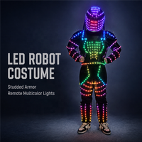 Costume de robot LED noir clouté pour adulte avec éclairage télécommandé pour spectacles sur scène et soirées en boîte de nuit - Nouveautés
