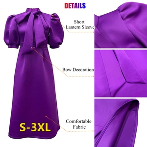Nuevo Vestido Elegante de Mujer Corte A Cintura Alta Manga Corta para Fiesta de Verano Vestido Largo Formal de Dama en Color Sólido - Product Image 3