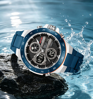 Montre numérique LED multifonctionnelle de luxe pour homme SKMEI Factory 2808, chronographe à 3 fuseaux horaires, alarme, bracelet en plastique TPU