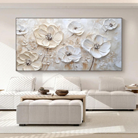 Peinture à l'huile moderne Fleur Blanche faite à la main, texture épaisse, couteau à palette, art mural 3D sur toile pour salon