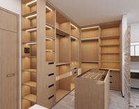 Armoire ouverte en bois sur mesure, directement de l'usine, avec dressing et îlot central, pour chambre à coucher