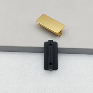 Aluminum Alloy Cabinet Door Handle 32 Hole Rectangle Minimalist Style For TV Cabinet Bedside Table Durable <b>Black</b> Gold - Product Image 1