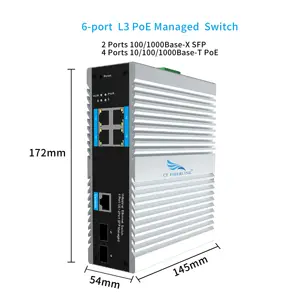 Nhà sản xuất din-rail mạng chuyển đổi IP50 1000M 6 cổng Ethernet chuyển đổi ngoài trời Lan chuyển đổi