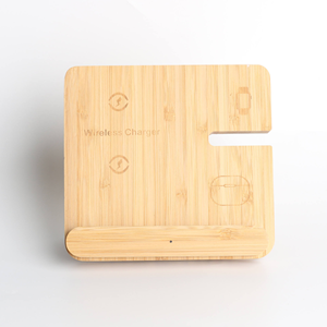 Station de charge sans fil 3 en 1 en bambou 15W pour iPhone, AirPods, <span class=keywords><strong>Apple</strong></span> <span class=keywords><strong>Watch</strong></span> |   Chargeur sans fil rapide - Product Image 1