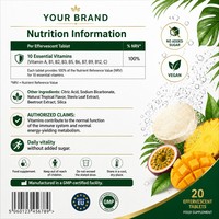 Comprimés effervescents multivitaminés végétaliens à faible teneur en sucre, marque distributeur, 20 unités, pour le soutien immunitaire et l'énergie - Complément alimentaire OEM/ODM