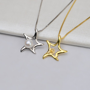Pendentif en argent S925, nouveau, 5-6 étoiles de mer, pentagramme avec chaîne claviculaire, accessoires en perles DIY pour femmes, 878 - Product Image 1
