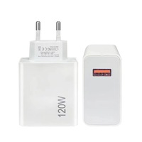 Produk Baru Charger Dinding Plastik Putih Super Cepat 120w Daya Tinggi untuk Ponsel Samsung Xiaomi Oneplus